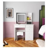 Tocador Juvenil TU MESITA Jisa color Blanco 5 cajones Espejo LED