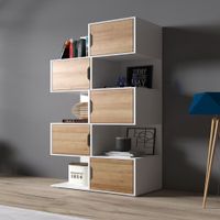 Moderno Librero TU MESITA Piero color Blanco/Marrón 5 puertas