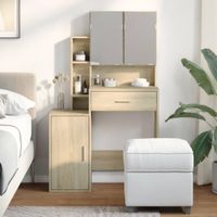 Tocador Moderno TU MESITA Bruce color Duna 3 puertas 1 cajon mas espejos