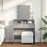 Tocador Led TU MESITA Miranda color Gris 2 cajones