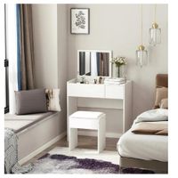 Tocador Práctico TU MESITA Betsy color Blanco 1 cajón 1 puerta mas espejo
