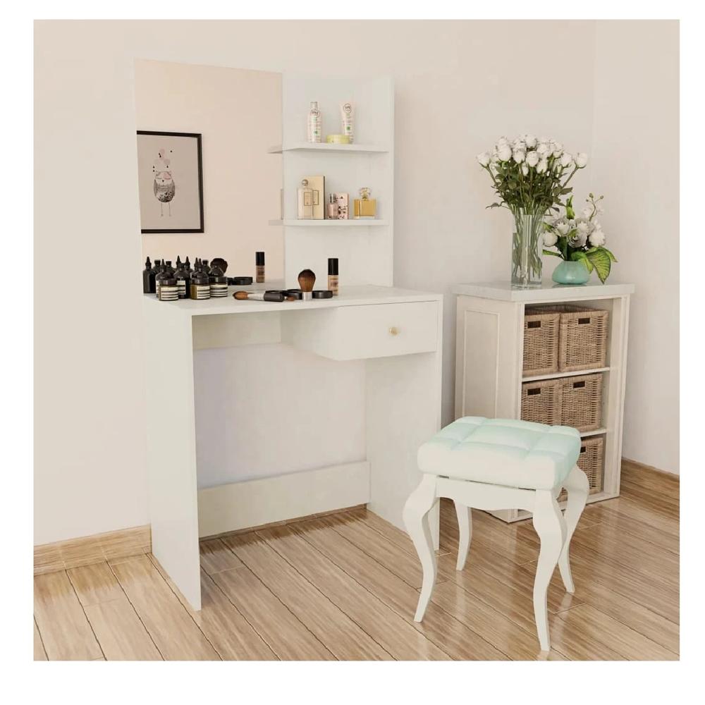 Tocador Multiusos TU MESITA Pierin color Blanco con Espejo 1 cajón