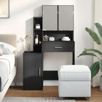 Tocador Moderno TU MESITA Bruce color Negro 3 puertas 1 cajon mas espejos