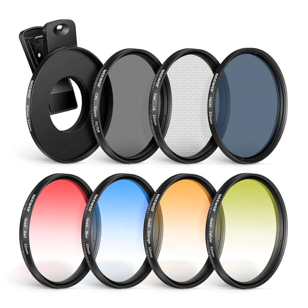 NEEWER 52mm Kit De Filtro De Lente Con Clip Compatible Con iPhone 15 14 Pro MAX 13 12 11 Canon Sony