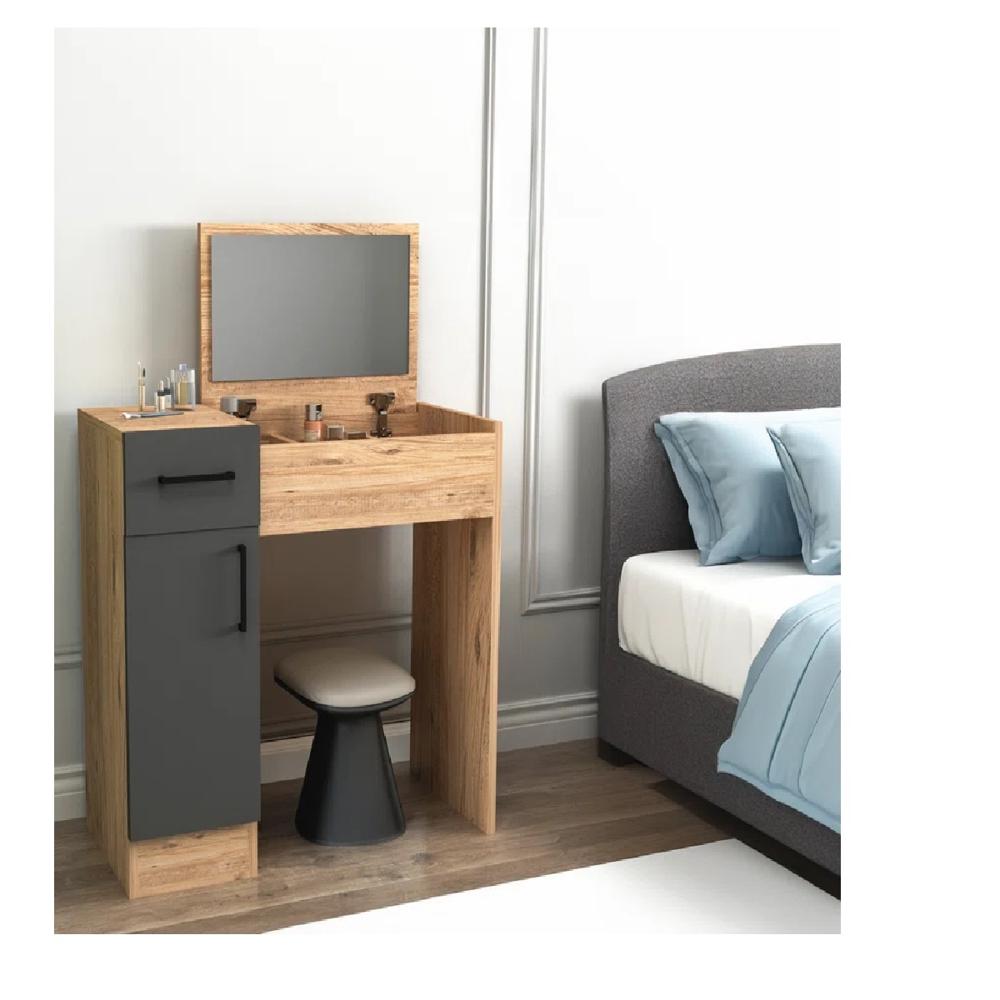 Tocador Juvenil TU MESITA Renzo color Haya/Gris Oscuro 1 cajón 2 puertas