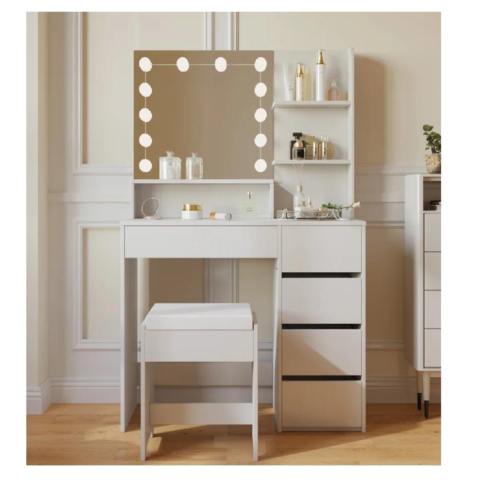 Tocador Moderno Led TU MESITA Magic color Blanco 5 cajones