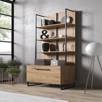 Librero Multiusos TU MESITA Minosh color Marrón 1 puerta con estructutra Metálica