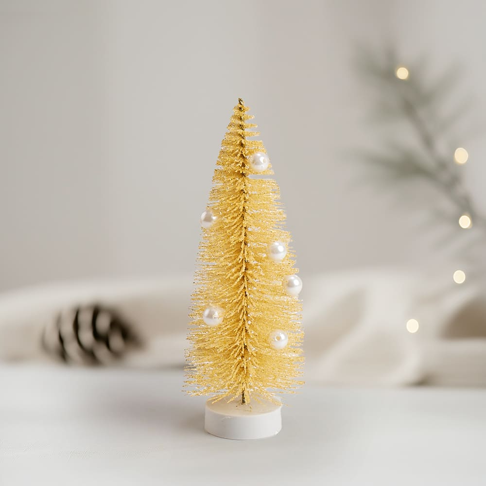 Árbol decorativo plástico con perlas 15cm Colección Dorada Orange