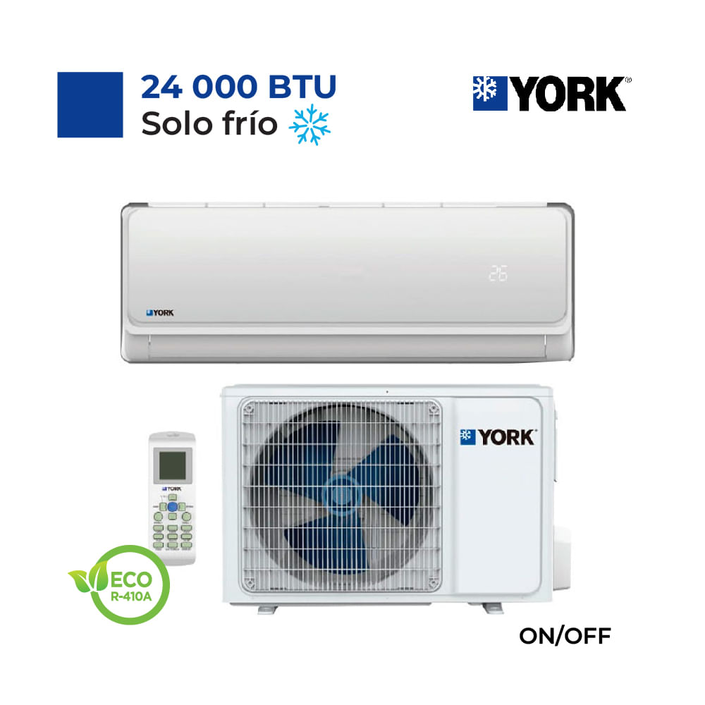 Aire Acondicionado York Split Pared De 24,000 Btu/H On/Off Frío Solo