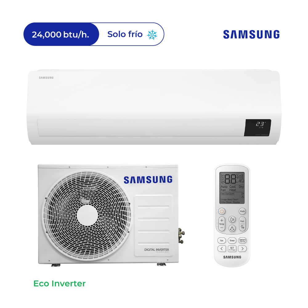 Aire Acondicionado Samsung Split De 24,000 BTU/H Eco Inverter Frío Solo