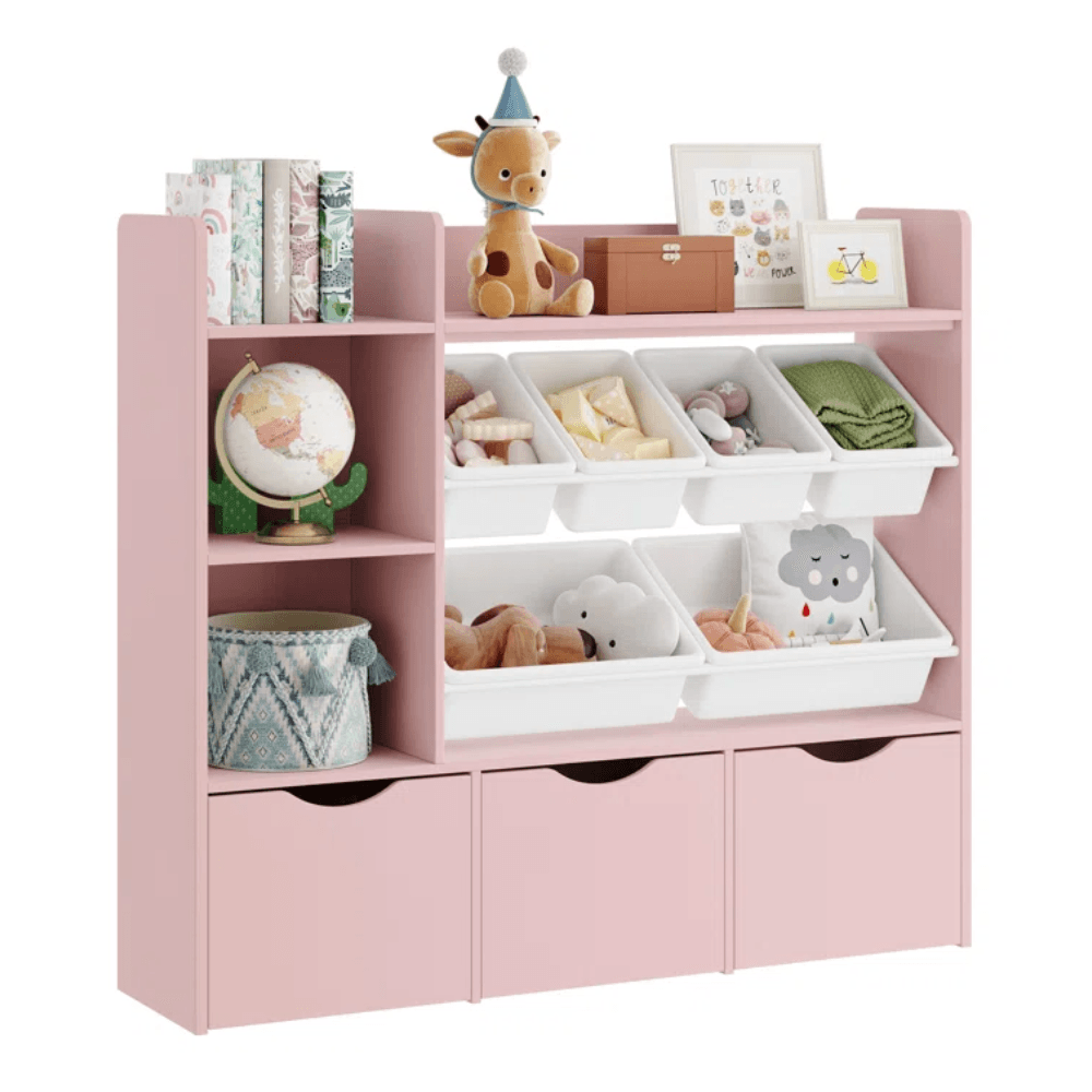 Estante Organizador Librero Juguetero Infantil Ritsu Rosado Muebles Bonno