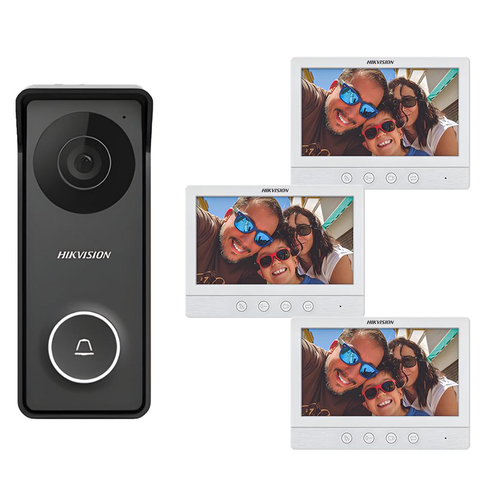 Kit Videoportero Intercomunicador Ds Kis213 Hikvision Full Hd 3 Pantallas Lcd 7 Ip65 Kit Videoportero Intercomunicador Ds Kis213 Hikvision Full Hd 3 Pantallas Lcd 7 Ip65
