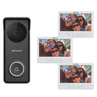 Kit Videoportero Intercomunicador Ds Kis213 Hikvision Full Hd 3 Pantallas Lcd 7 Ip65