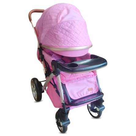 Coche Cuna de Lujo Ciccon con Mango Reversible Rosa