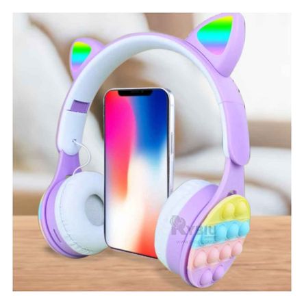 Audifonos Funcionales con Orejas de Gato Pop It en Lila Audifonos Funcionales con Orejas de Gato Pop It en Lila