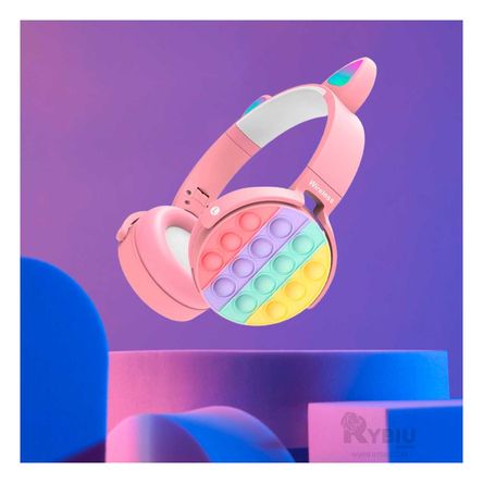 Audifonos Modernos con Orejas de Gato Pop It en Color Rosado Audifonos Modernos con Orejas de Gato Pop It en Color Rosado