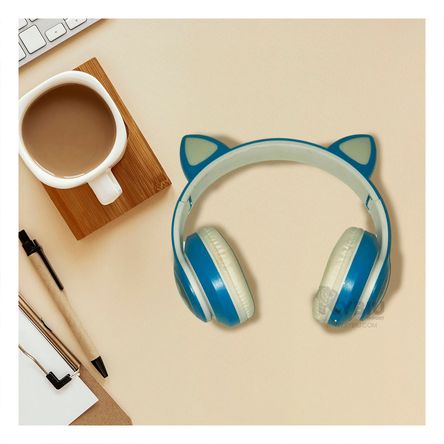 Audifonos con Bluetooth de Gato Azul Y+Papel de Regalo Audifonos con Bluetooth de Gato Azul Y+Papel de Regalo