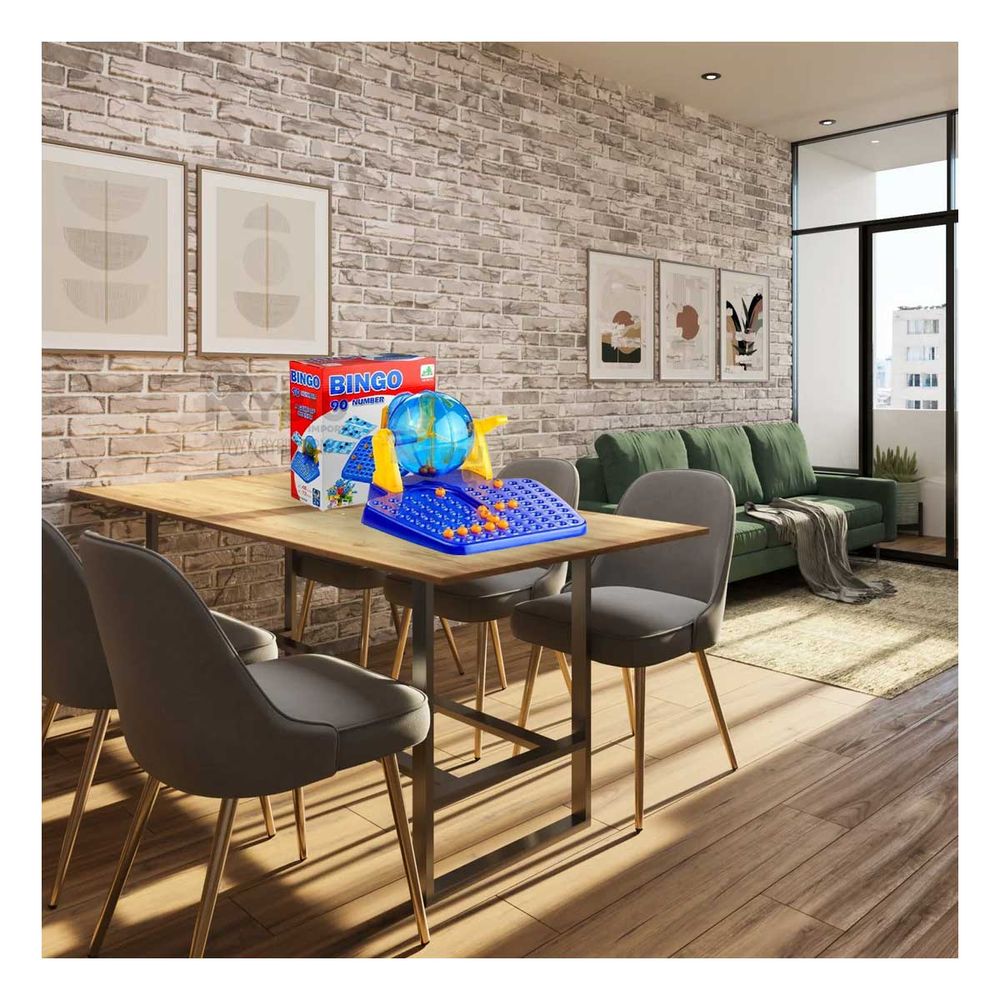 Bingo Familiar con 48 Cartas de Color Celeste y Caja Roja Bingo Familiar con 48 Cartas de Color Celeste y Caja Roja