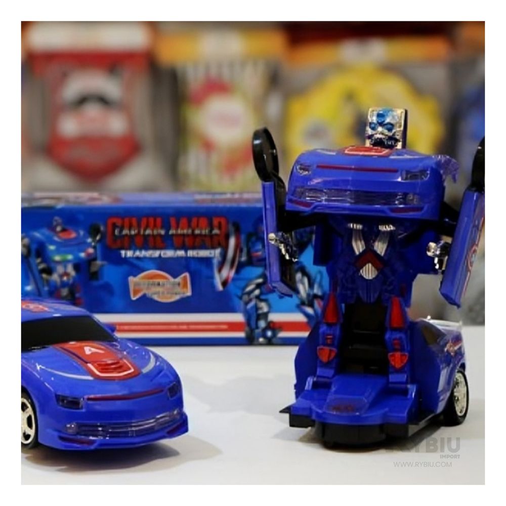 Coche Educativo para Niños de Robot Azul Y+Stickers Coche Educativo para Niños de Robot Azul Y+Stickers