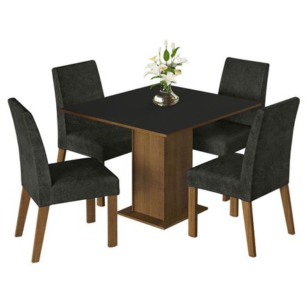Juego de Comedor Karina con 4 Sillas Marrón/Negro/Oxford Juego de Comedor Karina con 4 Sillas Marrón/Negro/Oxford