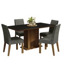 Juego de Comedor Keila con 4 Sillas Marrón/Negro/Plata
