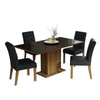Juego de Comedor Marilia con 4 Sillas Marrón/Negro/Oxford
