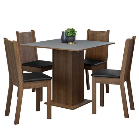 Juego de Comedor Samara con 4 Sillas Marrón/Gris/Negro Juego de Comedor Samara con 4 Sillas Marrón/Gris/Negro
