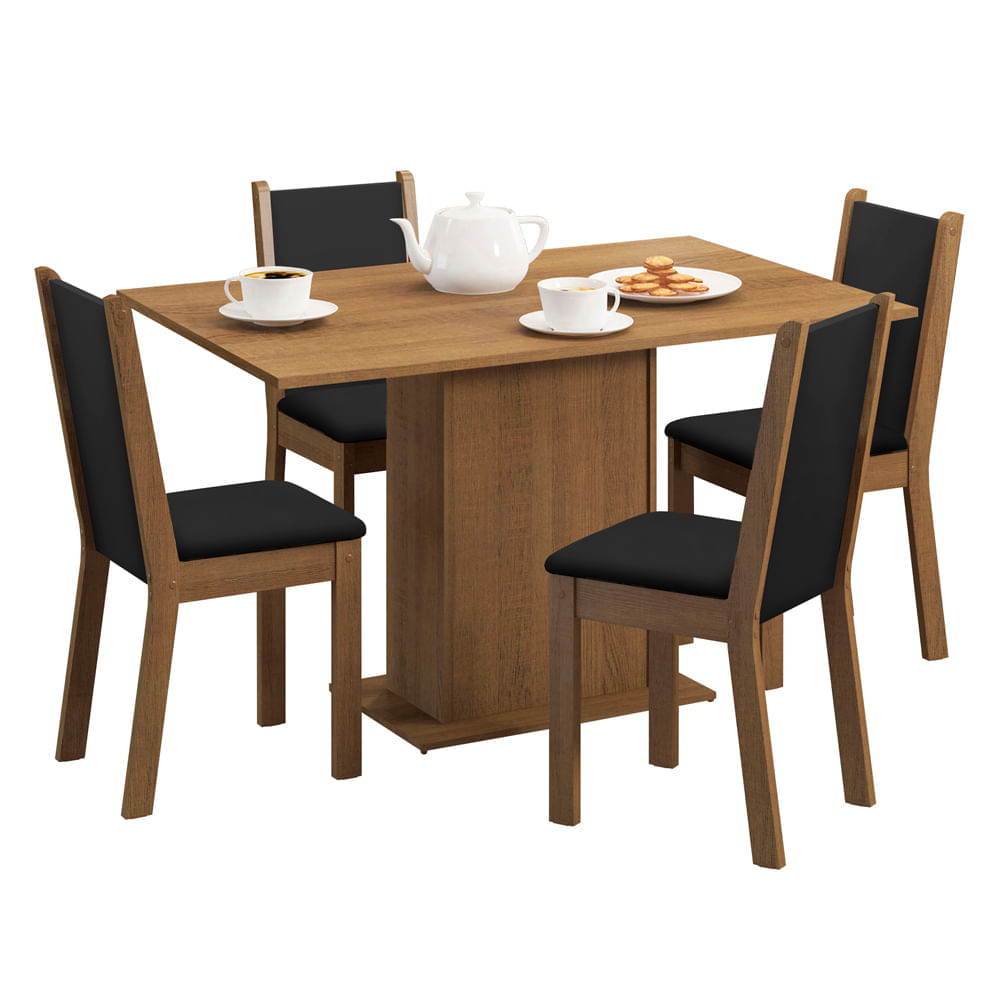 Juego de Comedor Talita con 4 Sillas Marrón/Negro Juego de Comedor Talita con 4 Sillas Marrón/Negro