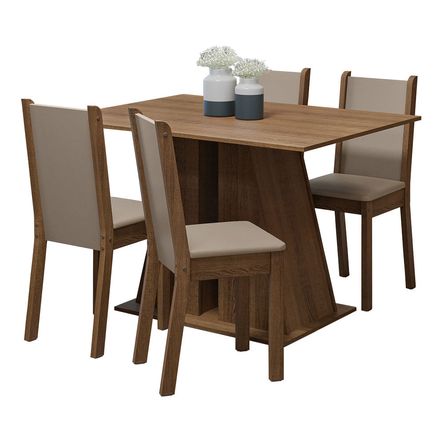 Juego de Comedor Sophie con 4 Sillas Marrón/Beige