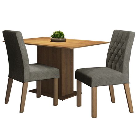 Juego de Comedor Tainá con 2 Sillas Marrón/Plata Juego de Comedor Tainá con 2 Sillas Marrón/Plata