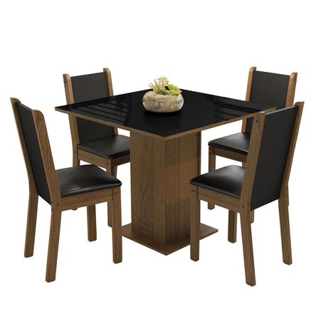 Juego de Comedor Tifani con 4 Sillas Marrón/Negro Juego de Comedor Tifani con 4 Sillas Marrón/Negro