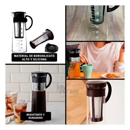 Jarra de Vidrio de 900 ml con Filtro en Tapa Negra