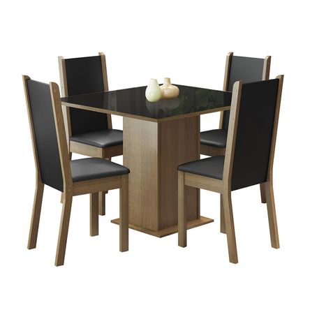 Juego de Comedor Moscou Plus con 4 Sillas Marrón/Negro/ Negro Juego de Comedor Moscou Plus con 4 Sillas Marrón/Negro/ Negro
