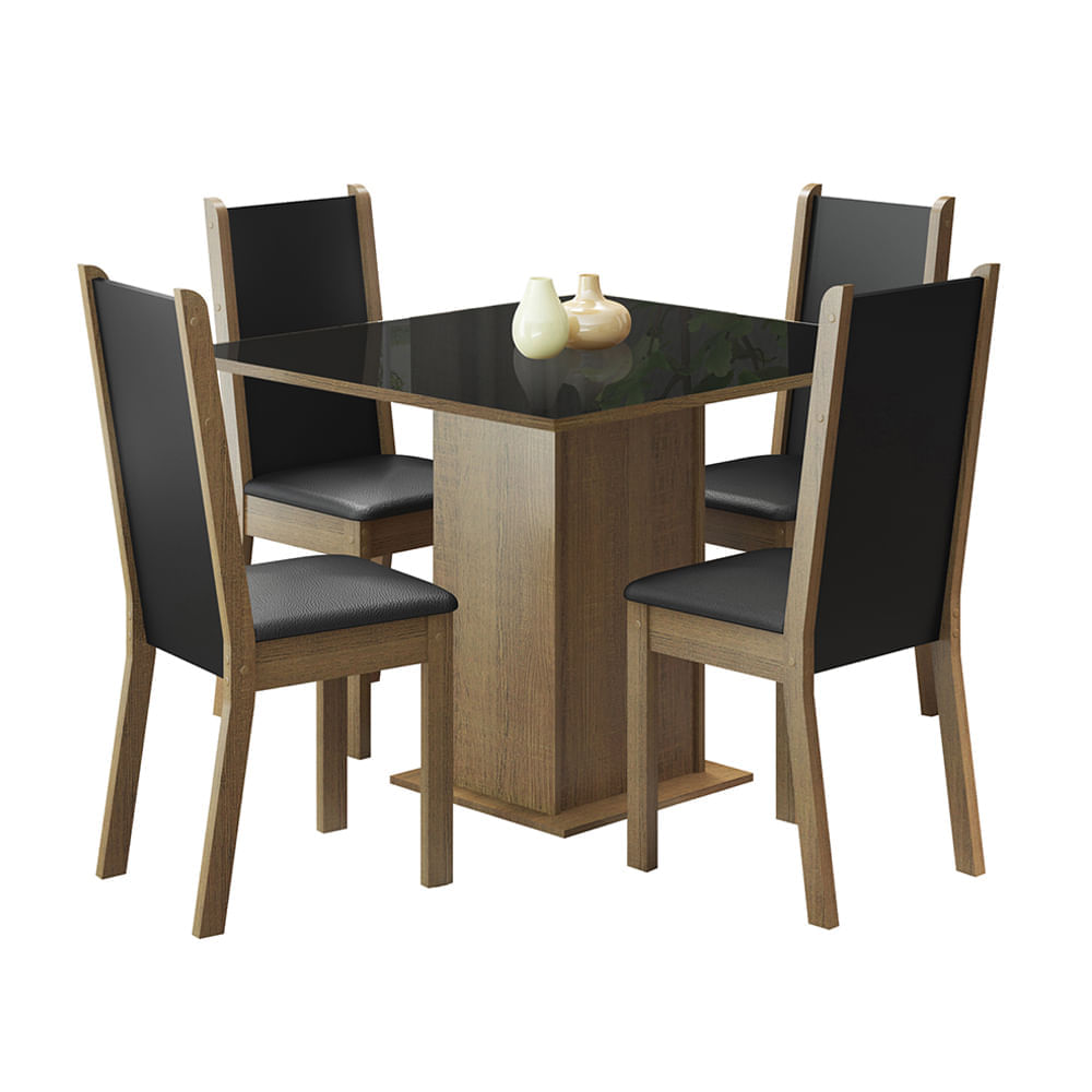 Juego de Comedor Moscou Plus con 4 Sillas Marrón/Negro/ Negro