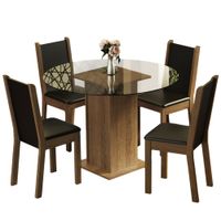 Juego de Comedor Nanda con 4 Sillas Marrón/Negro