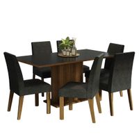 Juego de Comedor Renata con 6 Sillas Marrón/Negro/Oxford