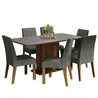 Juego de Comedor Renata con 6 Sillas Marrón/Gris/Plata