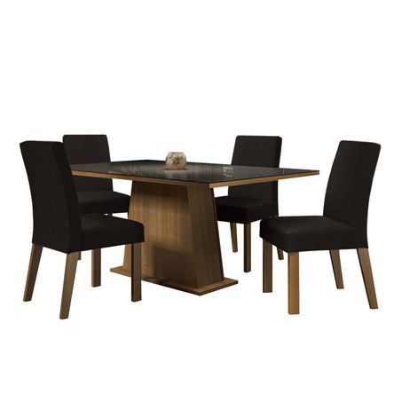 Juego de Comedor Sabrina con 4 Sillas Marrón/Negro/Oxford
