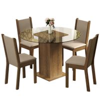 Juego de Comedor Nanda con 4 Sillas Marrón/Crema/Beige
