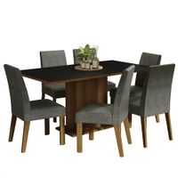 Juego de Comedor Renata con 6 Sillas Marrón/Negro/Plata