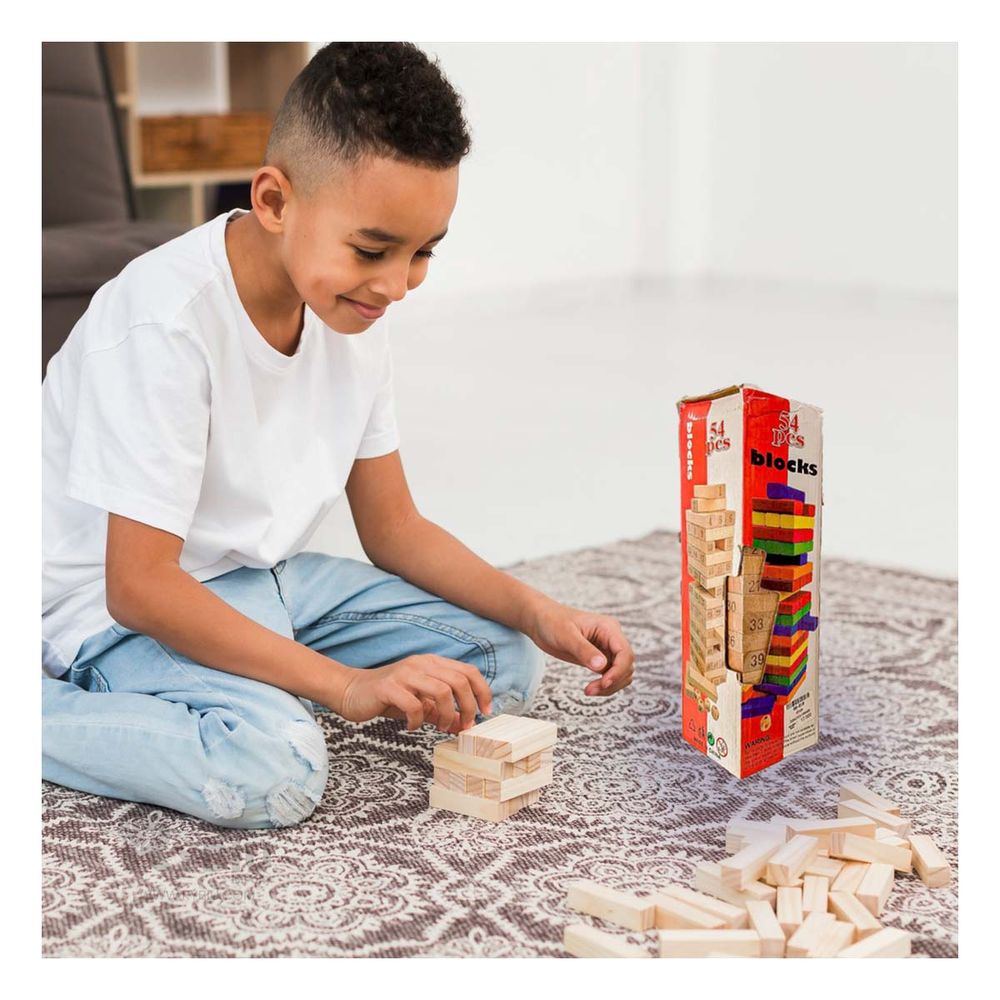 Jenga de 54 Piezas Familiar de Madera Jenga de 54 Piezas Familiar de Madera