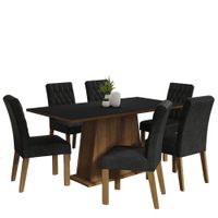 Juego de Comedor Britney con 6 Sillas Marrón/Negro/Oxford