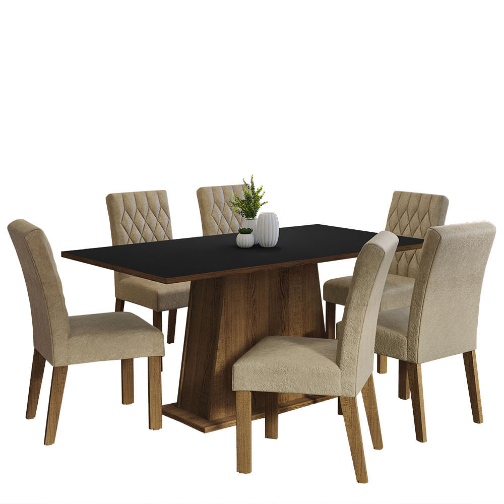 Juego de Comedor Britney con 6 Sillas Marrón/Negro/Imperial Juego de Comedor Britney con 6 Sillas Marrón/Negro/Imperial