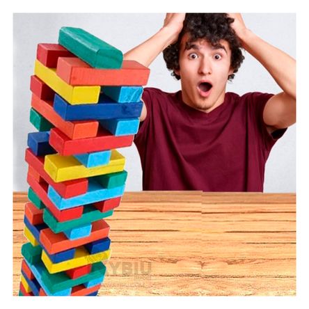 Jenga para Varios Jugadores en Multicolor Y+Papel de Regalo Jenga para Varios Jugadores en Multicolor Y+Papel de Regalo