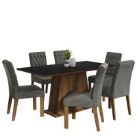 Juego de Comedor Britney con 6 Sillas Marrón/Negro/Plata