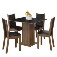 Juego de Comedor Alana con 4 Sillas Marrón/Negro