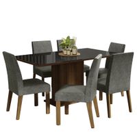 Juego de Comedor Alexis con 6 Sillas Marrón/Negro/Plata