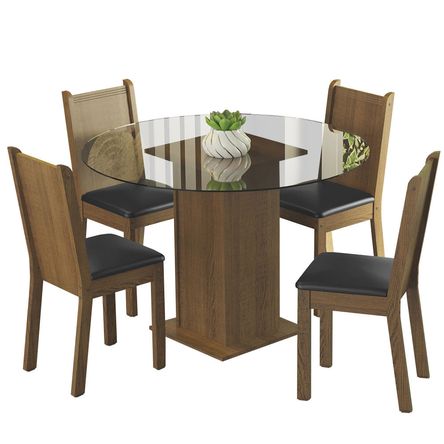 Juego de Comedor Débora con 4 Sillas Marrón/Negro