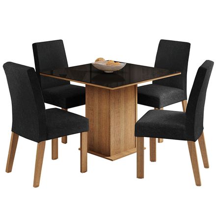 Juego de Comedor Evelin con 4 Sillas Marrón/Negro Oxford