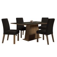 Juego de Comedor Flavia con 4 Sillas Marrón/Negro/Oxford